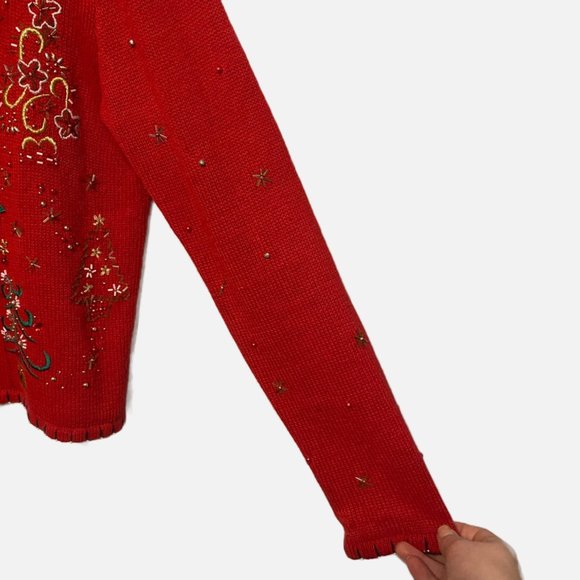 Vintage Designers Studio Originals Red Embellished Christmas Sweater - P… - Picture 7 of 16